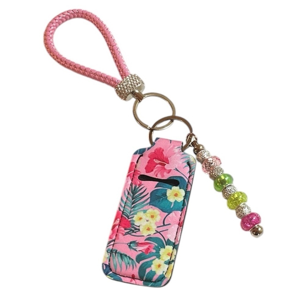 Pink Keychain & Floral Lipstick Pouch - Picture 2 of 5